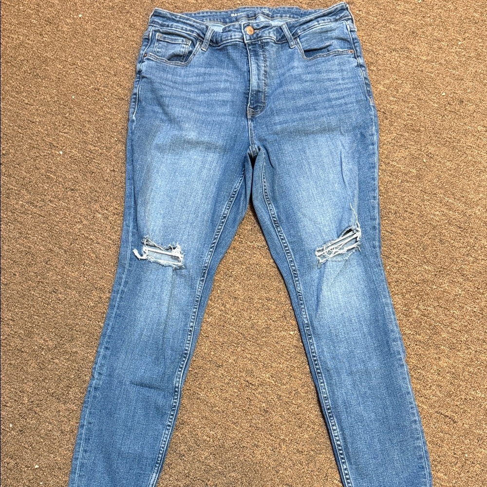 Old Navy Distressed Blue Skinny Jeans